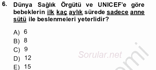 Aile Sağlığı 2014 - 2015 Dönem Sonu Sınavı 6.Soru