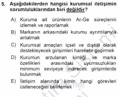 Kurumsal İletişim 2015 - 2016 Ara Sınavı 5.Soru