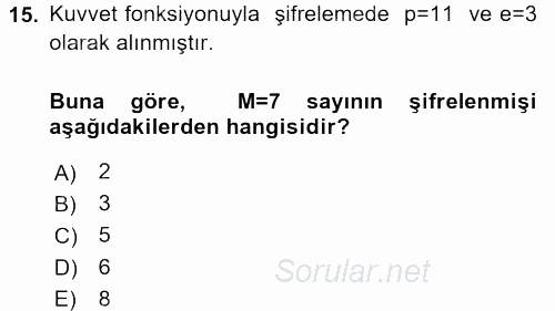 Matematik 2 2015 - 2016 Tek Ders Sınavı 15.Soru