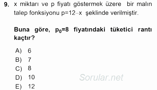 Matematik 2 2015 - 2016 Tek Ders Sınavı 9.Soru