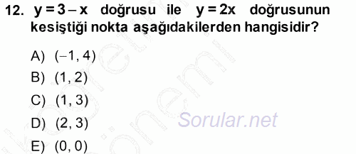 Matematik 1 2013 - 2014 Ara Sınavı 12.Soru