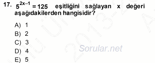 Matematik 1 2013 - 2014 Ara Sınavı 17.Soru