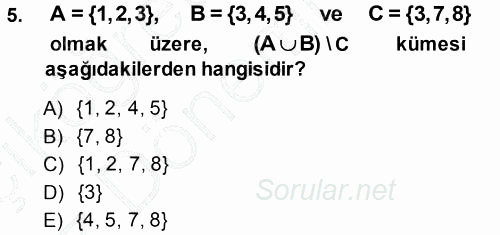 Matematik 1 2013 - 2014 Ara Sınavı 5.Soru