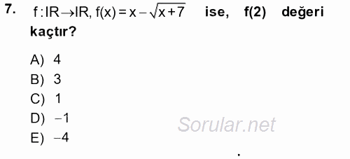 Matematik 1 2013 - 2014 Ara Sınavı 7.Soru