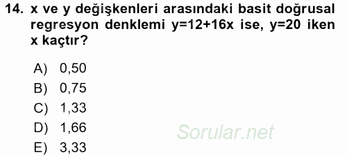 İstatistik 2017 - 2018 Dönem Sonu Sınavı 14.Soru