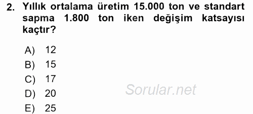 İstatistik 2017 - 2018 Dönem Sonu Sınavı 2.Soru