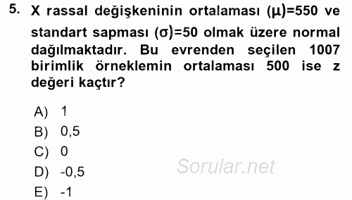 İstatistik 2017 - 2018 Dönem Sonu Sınavı 5.Soru