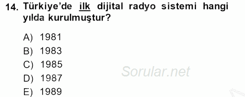 Yeni İletişim Teknolojileri 2014 - 2015 Ara Sınavı 14.Soru