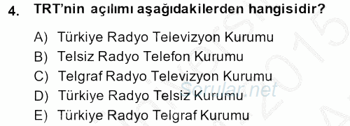 Yeni İletişim Teknolojileri 2014 - 2015 Ara Sınavı 4.Soru