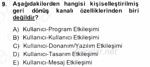 Yeni İletişim Teknolojileri 2014 - 2015 Ara Sınavı 9.Soru