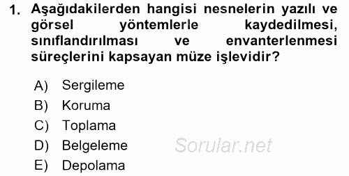 Müzecilik ve Sergileme 2016 - 2017 Ara Sınavı 1.Soru