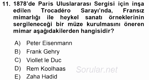 Müzecilik ve Sergileme 2016 - 2017 Ara Sınavı 11.Soru