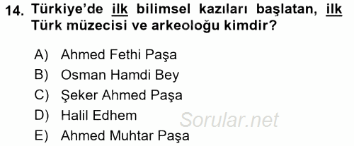 Müzecilik ve Sergileme 2016 - 2017 Ara Sınavı 14.Soru