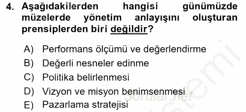 Müzecilik ve Sergileme 2016 - 2017 Ara Sınavı 4.Soru