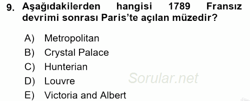 Müzecilik ve Sergileme 2016 - 2017 Ara Sınavı 9.Soru