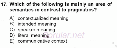 Türkçe Tümce Bilgisi Ve Anlambilim 2012 - 2013 Dönem Sonu Sınavı 17.Soru