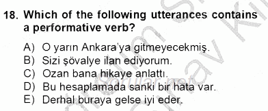 Türkçe Tümce Bilgisi Ve Anlambilim 2012 - 2013 Dönem Sonu Sınavı 18.Soru