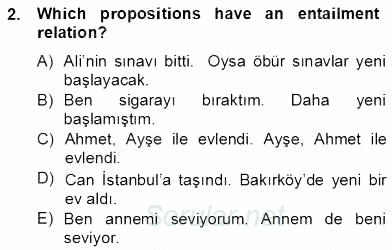 Türkçe Tümce Bilgisi Ve Anlambilim 2012 - 2013 Dönem Sonu Sınavı 2.Soru