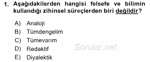 Eğitim Felsefesi 2016 - 2017 3 Ders Sınavı 1.Soru