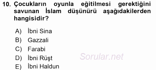 Eğitim Felsefesi 2016 - 2017 3 Ders Sınavı 10.Soru