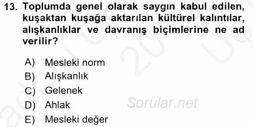 Eğitim Felsefesi 2016 - 2017 3 Ders Sınavı 13.Soru