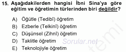 Eğitim Felsefesi 2016 - 2017 3 Ders Sınavı 15.Soru
