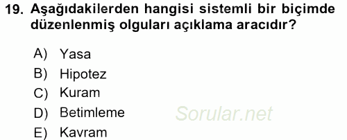 Eğitim Felsefesi 2016 - 2017 3 Ders Sınavı 19.Soru