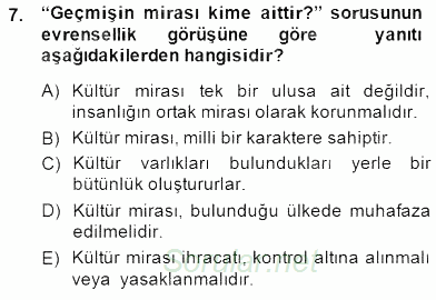 Kültürel Miras Yönetimi 2014 - 2015 Dönem Sonu Sınavı 7.Soru