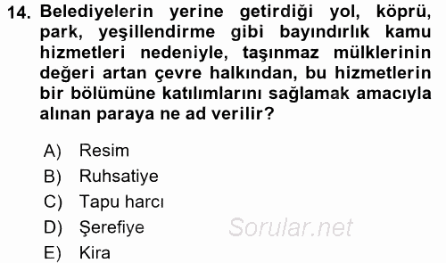 İdare Hukukuna Giriş 2016 - 2017 Ara Sınavı 14.Soru