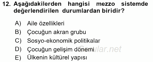 Sosyal Hizmet Uygulamaları 2015 - 2016 Dönem Sonu Sınavı 12.Soru