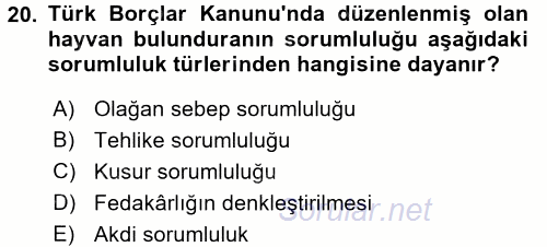 İş Sağlığı ve Güvenliği 2015 - 2016 Tek Ders Sınavı 20.Soru