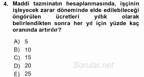 İş Sağlığı ve Güvenliği 2015 - 2016 Tek Ders Sınavı 4.Soru