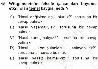 Çağdaş Felsefe 1 2015 - 2016 Ara Sınavı 18.Soru