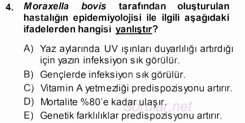 Veteriner Mikrobiyoloji ve Epidemiyoloji 2013 - 2014 Dönem Sonu Sınavı 4.Soru