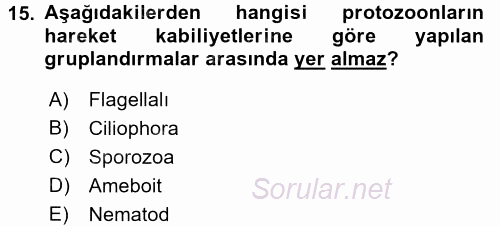 Gıda Güvenliğinin Temel Prensipleri 2017 - 2018 Ara Sınavı 15.Soru