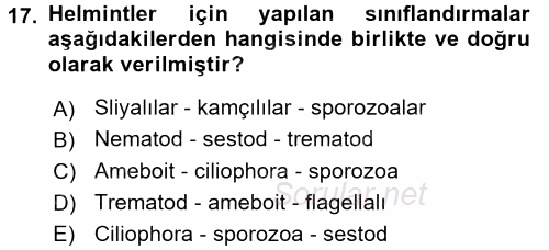 Gıda Güvenliğinin Temel Prensipleri 2017 - 2018 Ara Sınavı 17.Soru