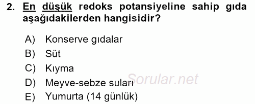 Gıda Güvenliğinin Temel Prensipleri 2017 - 2018 Ara Sınavı 2.Soru