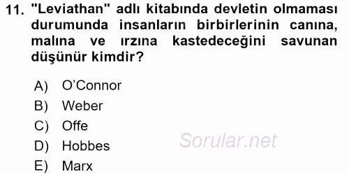 Endüstri İlişkileri 2017 - 2018 Dönem Sonu Sınavı 11.Soru