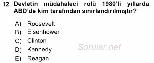 Endüstri İlişkileri 2017 - 2018 Dönem Sonu Sınavı 12.Soru