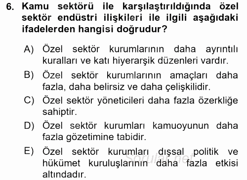 Endüstri İlişkileri 2017 - 2018 Dönem Sonu Sınavı 6.Soru