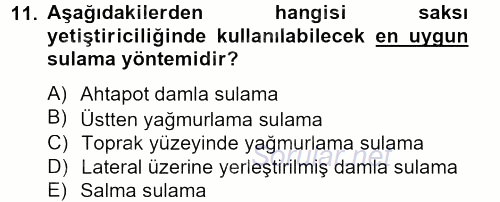 Örtü Altı Üretim Sistemleri 2013 - 2014 Ara Sınavı 11.Soru
