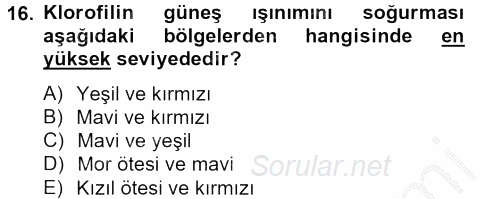 Örtü Altı Üretim Sistemleri 2013 - 2014 Ara Sınavı 16.Soru