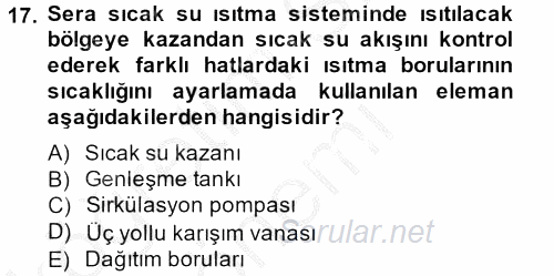 Örtü Altı Üretim Sistemleri 2013 - 2014 Ara Sınavı 17.Soru