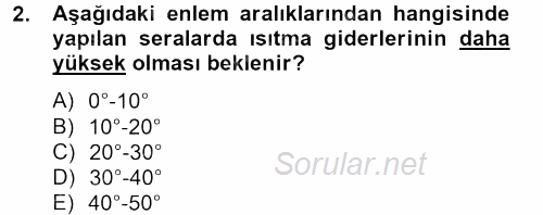 Örtü Altı Üretim Sistemleri 2013 - 2014 Ara Sınavı 2.Soru