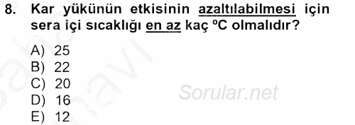 Örtü Altı Üretim Sistemleri 2013 - 2014 Ara Sınavı 8.Soru
