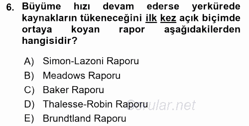 İktisadi Büyüme 2017 - 2018 3 Ders Sınavı 6.Soru