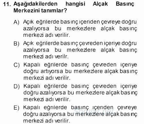 Tarımsal Meteoroloji 2014 - 2015 Dönem Sonu Sınavı 11.Soru