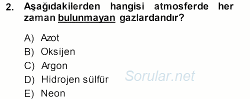 Tarımsal Meteoroloji 2014 - 2015 Dönem Sonu Sınavı 2.Soru