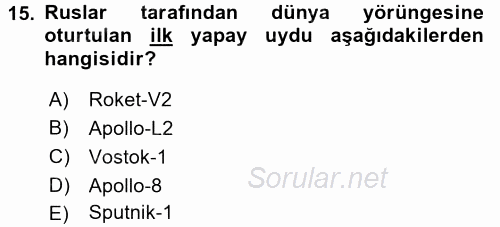 Bilim Tarihi 2015 - 2016 Dönem Sonu Sınavı 15.Soru