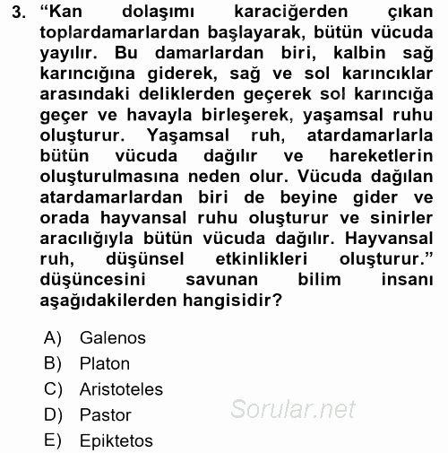 Bilim Tarihi 2015 - 2016 Dönem Sonu Sınavı 3.Soru